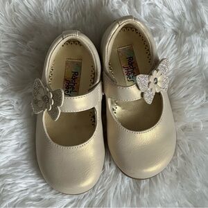 Rachel Shoes Toddler Mary Janes Cream with Glitter Butterfly